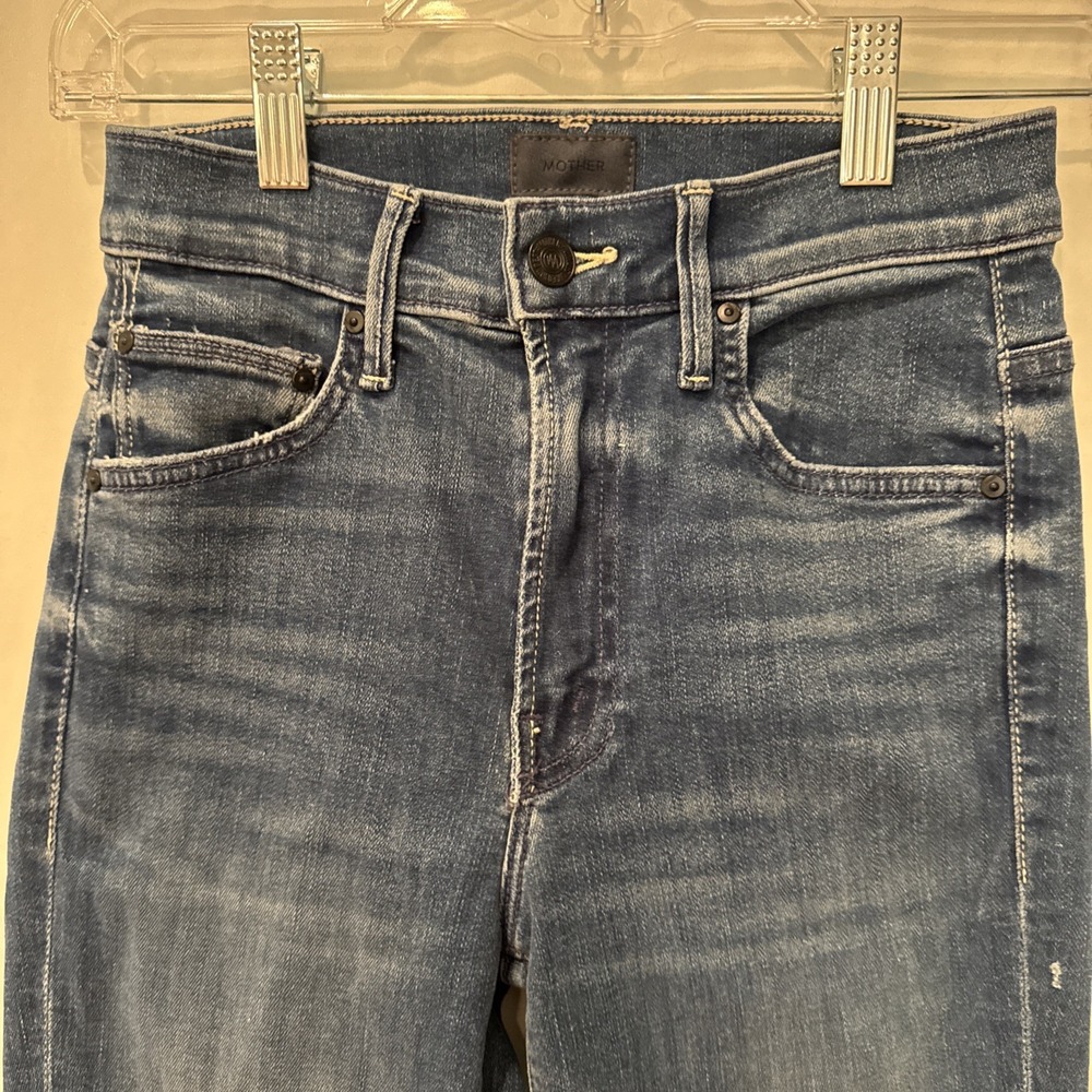 MOTHER Insider Crop Step Fray Blue Jeans Wish On A Star Womens Size 23